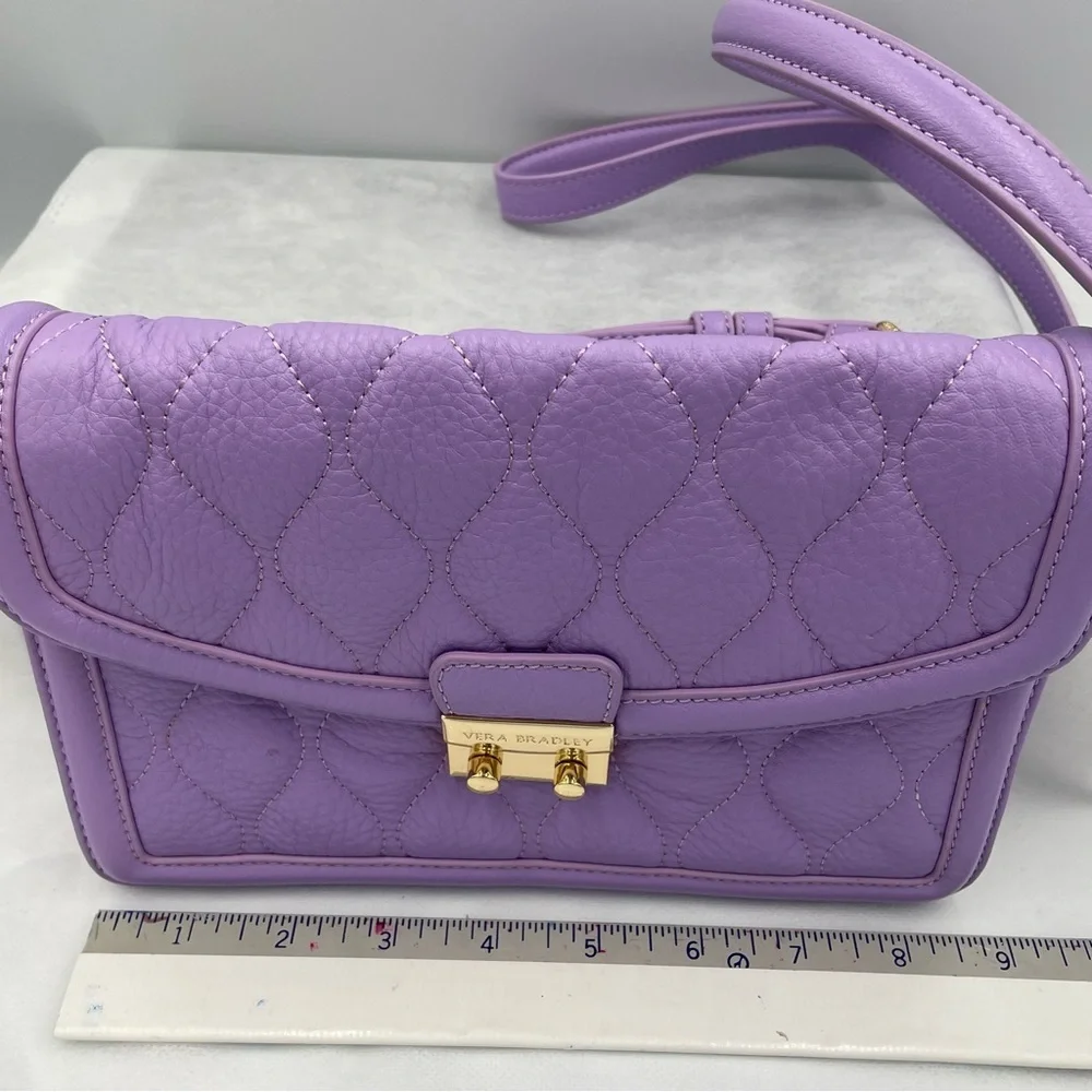 Vera Bradley Lavender Quilted leather Crossbody Bag adjustable strap. Used. - Picture 10 of 14
